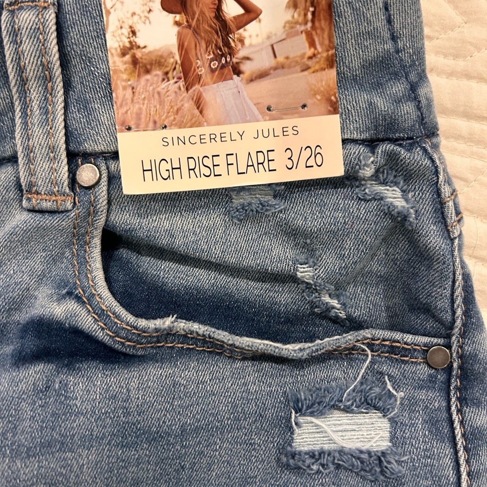 Sincerly Jules High Rise Flare Jeans - Blue New with tags